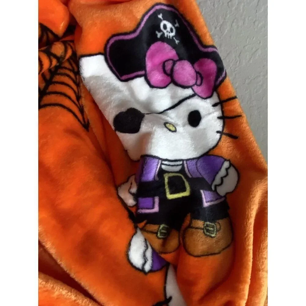 2 Pack Hello Kitty Halloween Throw Blankets Orange Web Pumpkin Pirate Candy Corn